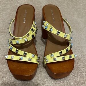 Madden Girl Yellow Studded Platform Sandals, Size 9